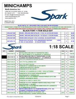 Price List Spark Fall 2010