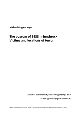 The Pogrom of 1938 in Innsbruck Victims and Locations of Terror