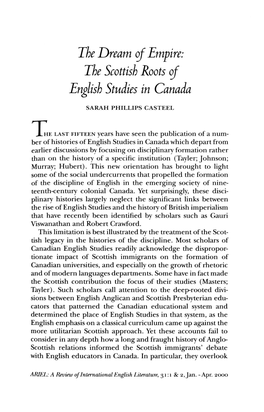 The Scottish Roots of English Studies in Canada