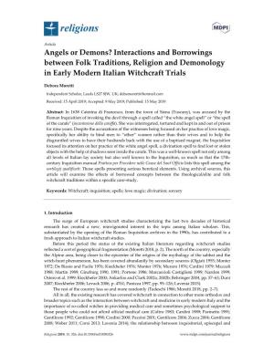 Interactions and Borrowings Between Folk Traditions, Religion and Demonology in Early Modern Italian Witchcraft Trials