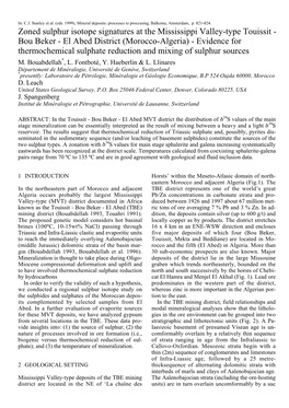 Zoned Sulphur Isotope Signatures at the Mississippi Valley-Type Touissit