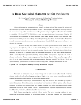 A Ruse Secluded Character Set for the Source