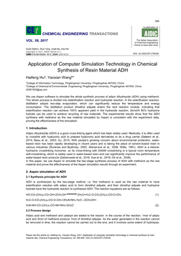 Application of Computer Simulation Technology in Chemical Synthesis of Resin Material ADH