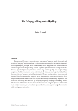 The Pedagogy of Progressive Hip Hop