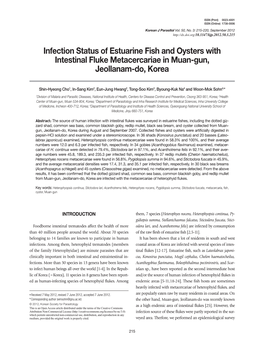 Infection Status of Estuarine Fish and Oysters with Intestinal Fluke Metacercariae in Muan-Gun, Jeollanam-Do, Korea