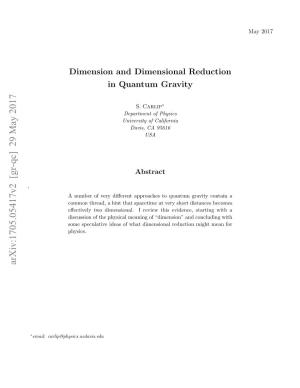 Dimension and Dimensional Reduction in Quantum Gravity