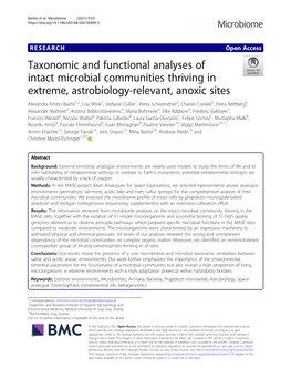 Taxonomic and Functional Analyses of Intact Microbial Communities