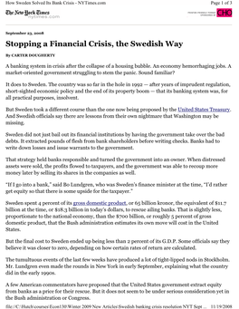 Stopping a Financial Crisis, the Swedish Way