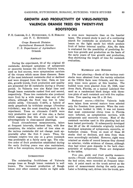 Growth and Productivity of Virus-Infected Valencia Orange Trees on Twenty-Five Rootstocks