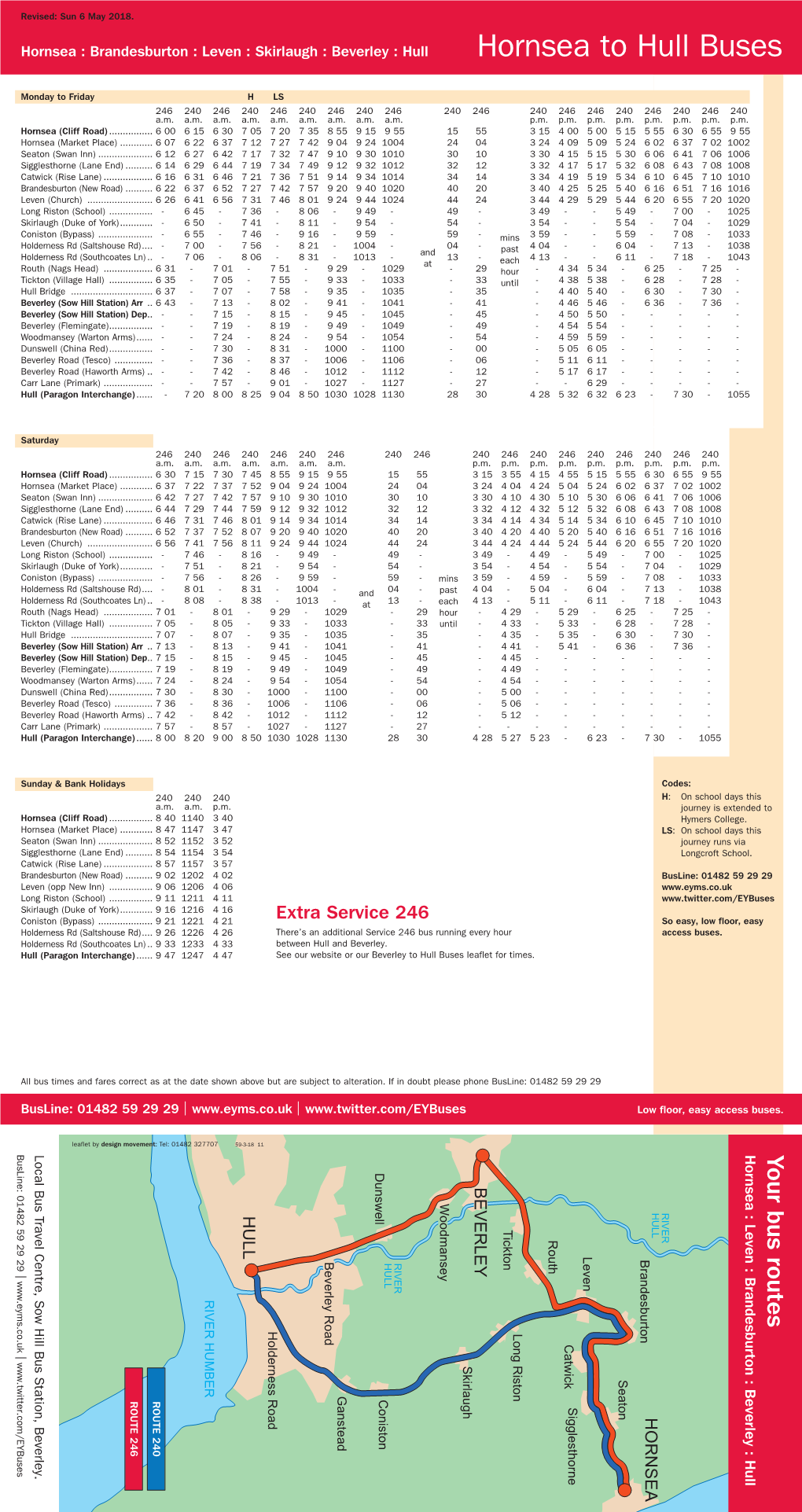 Hornsea : Brandesburton : Leven : Skirlaugh : Beverley : Hull Hornsea to Hull Buses