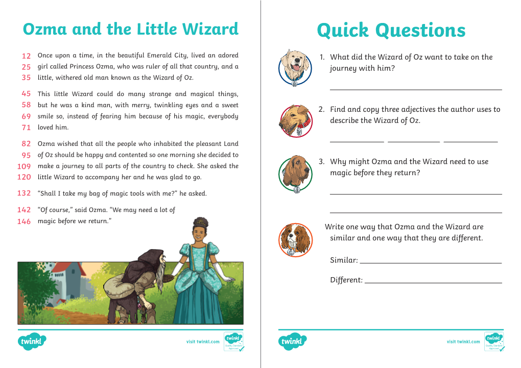 Ozma and the Little Wizard Quick Questions