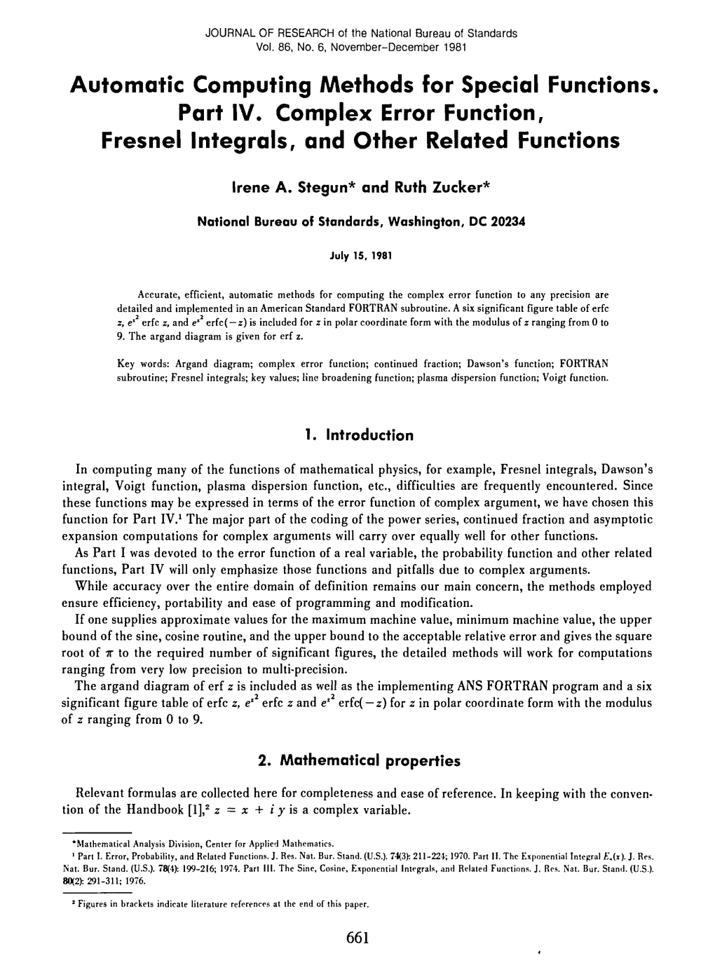 Automatic Computing Methods for Special Functions. Part IV. Complex Error Function, Fresnel Integrals, and Other Related Functions
