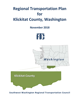 Regional Transportation Plan for Klickitat County, Washington