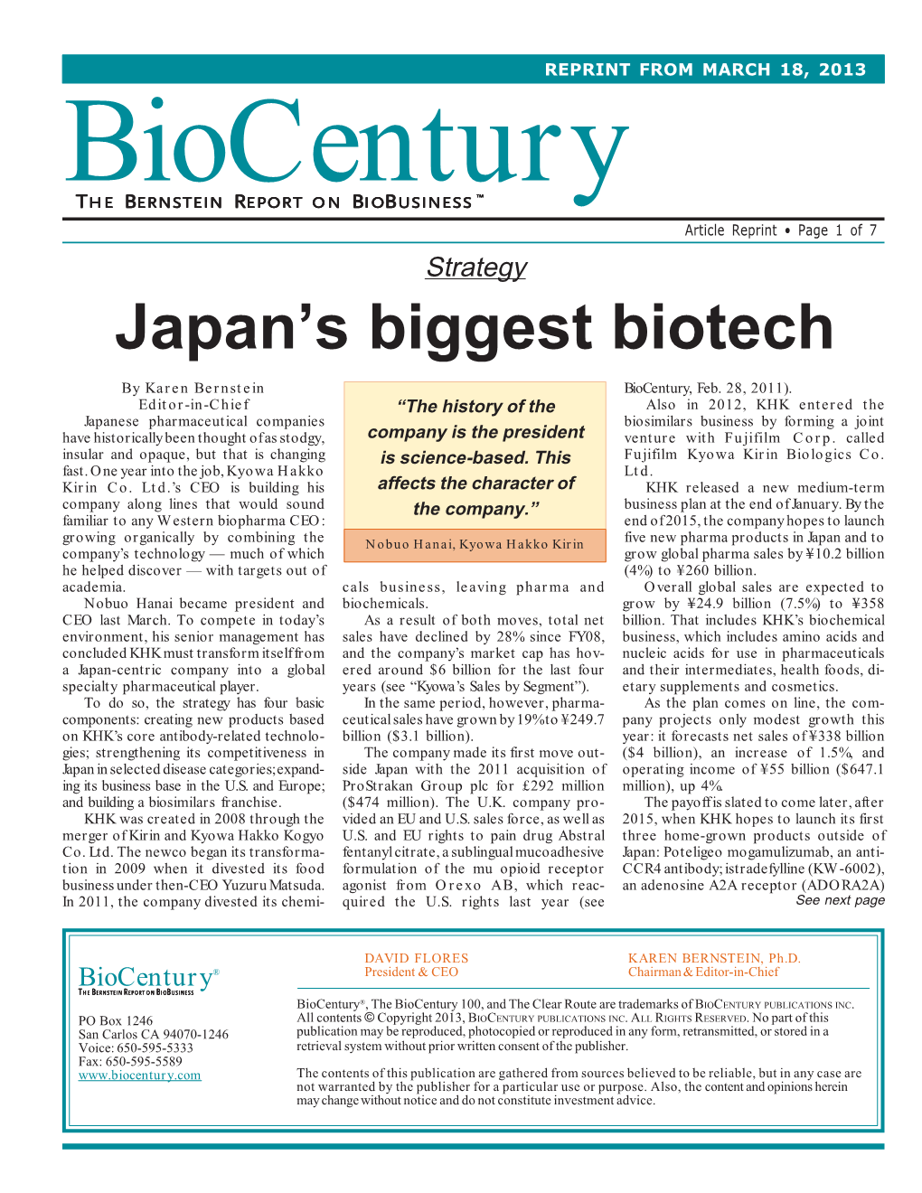Japan's Biggest Biotech