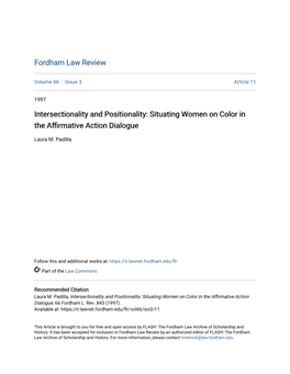 Situating Women on Color in the Affirmative Action Dialogue