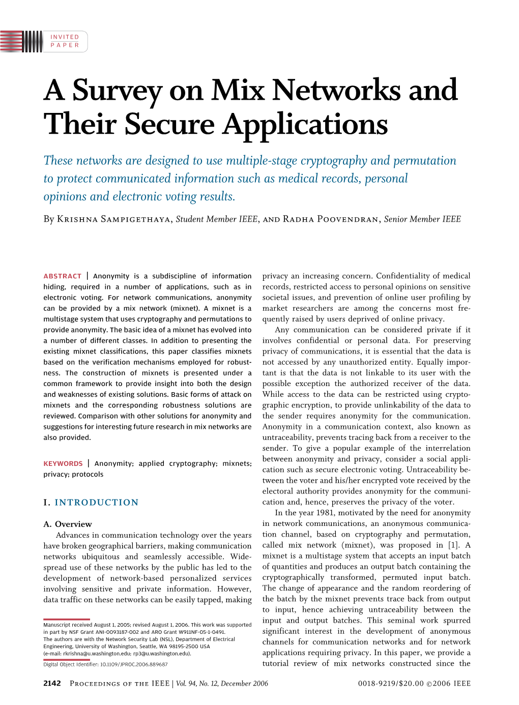 A Survey on Mix Networks and Their Secure Applications