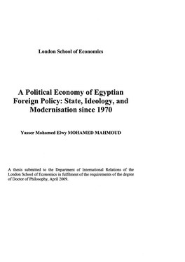 A Political Economy of Egyptian Foreign Policy: State, Ideology, and Modernisation Since 1970