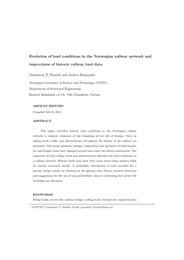 Evolution of Load Conditions in the Norwegian Railway Network and Imprecision of Historic Railway Load Data