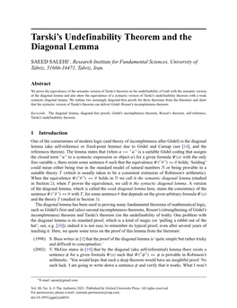 Tarski's Undefinability Theorem and the Diagonal Lemma