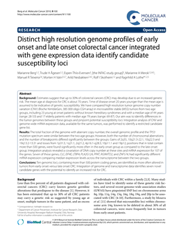 Distinct High Resolution Genome Profiles of Early Onset and Late