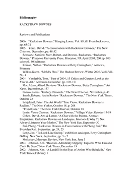 Bibliography RACKSTRAW DOWNES Reviews and Publications 2006