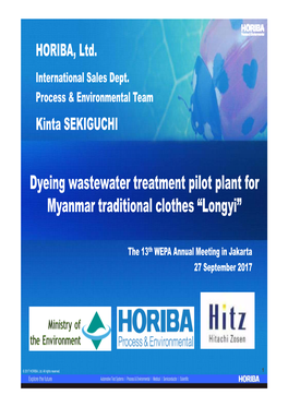Dyeing Wastewater Treatment Pilot Plant for Myanmar Traditional Clothes “Longyi”