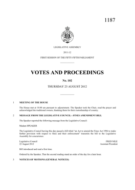 1187 Votes and Proceedings