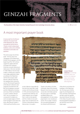 A Most Important Prayer Book Been Precarious, and Visits Relied the Littman Genizah Education on the Spare Time of Researchers