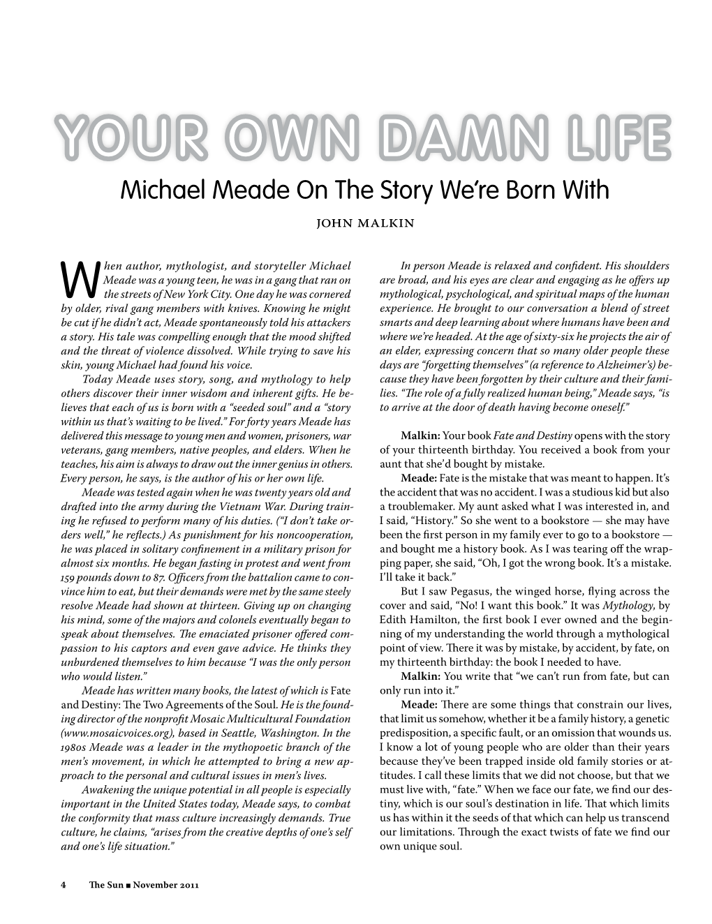 Read the Sun Magazine's Story Your Own Damn Life