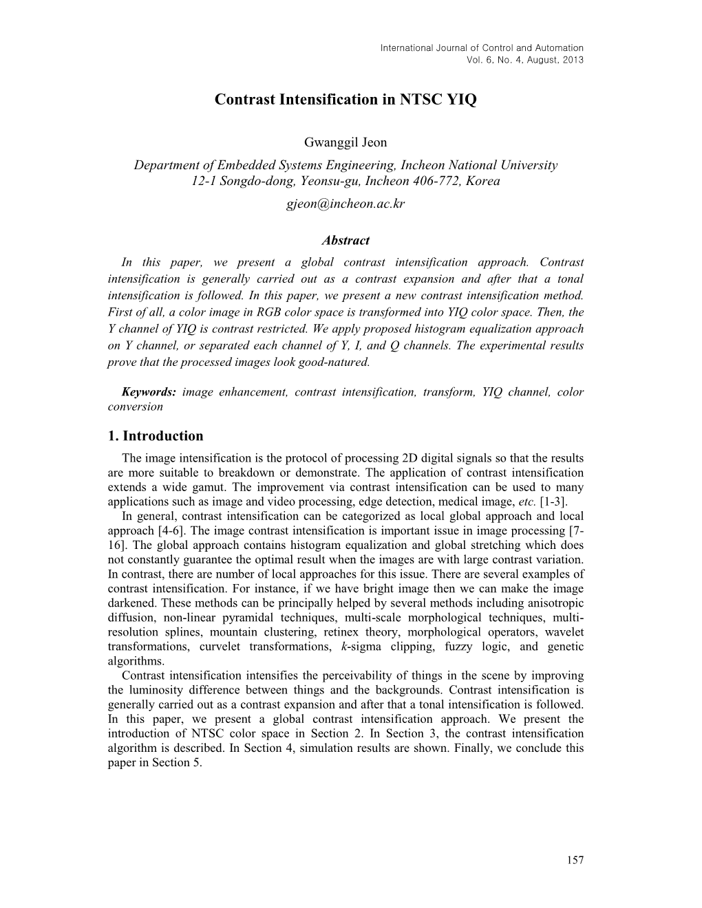 Contrast Intensification in NTSC YIQ