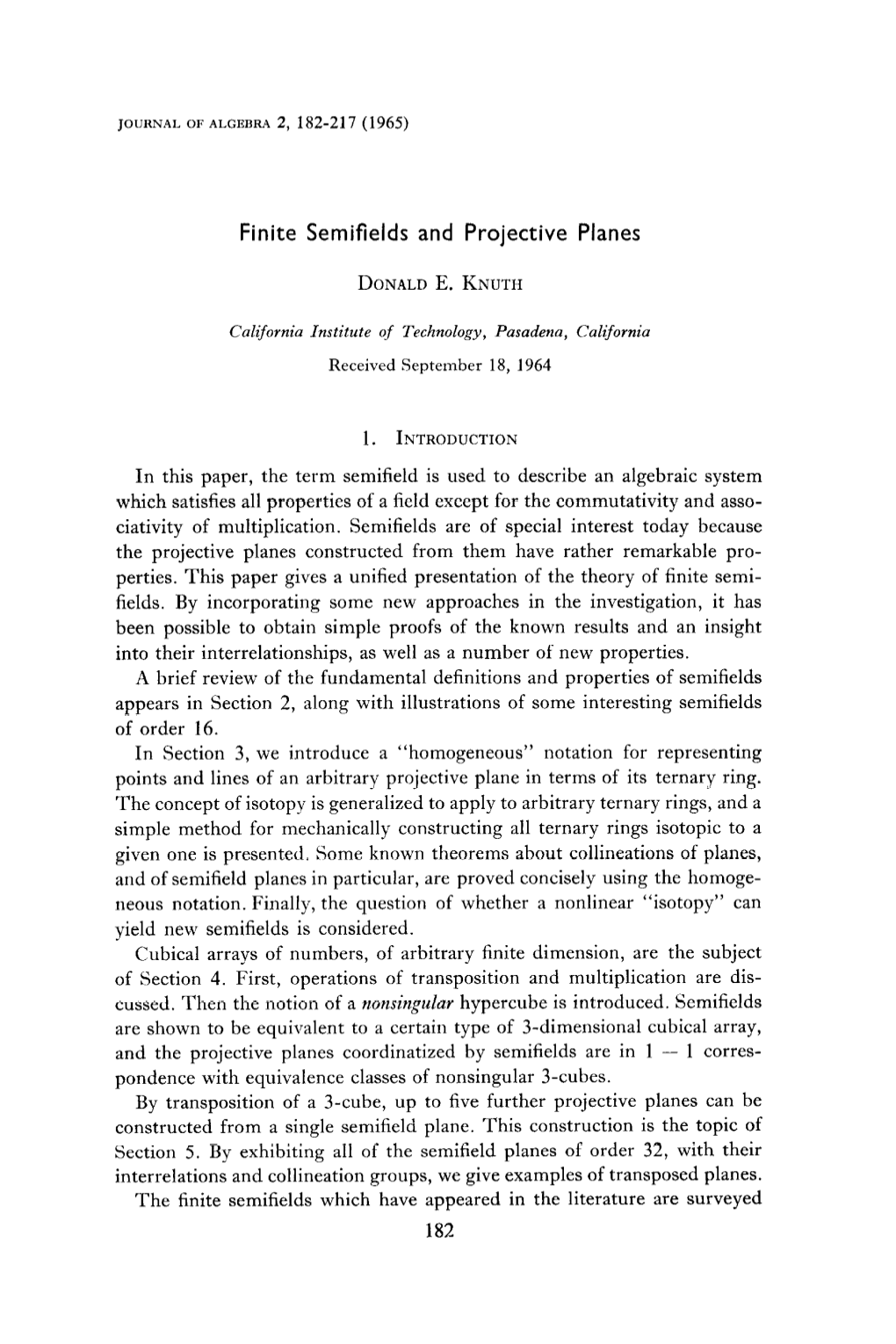 Finite Semifields and Projective Planes