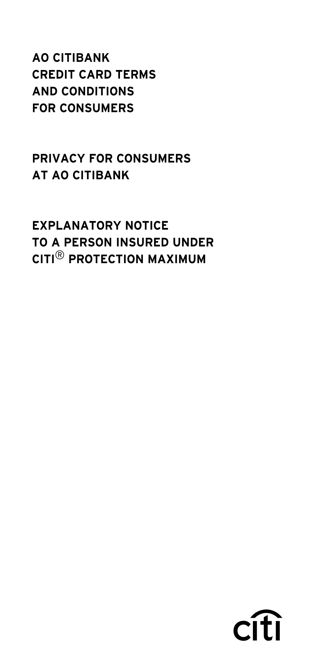 Ao Citibank Credit Card Terms and Conditions for Consumers
