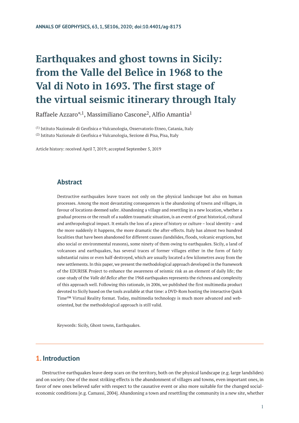 Earthquakes and Ghost Towns in Sicily: from the Valle Del Belìce in 1968 to the Val Di Noto in 1693