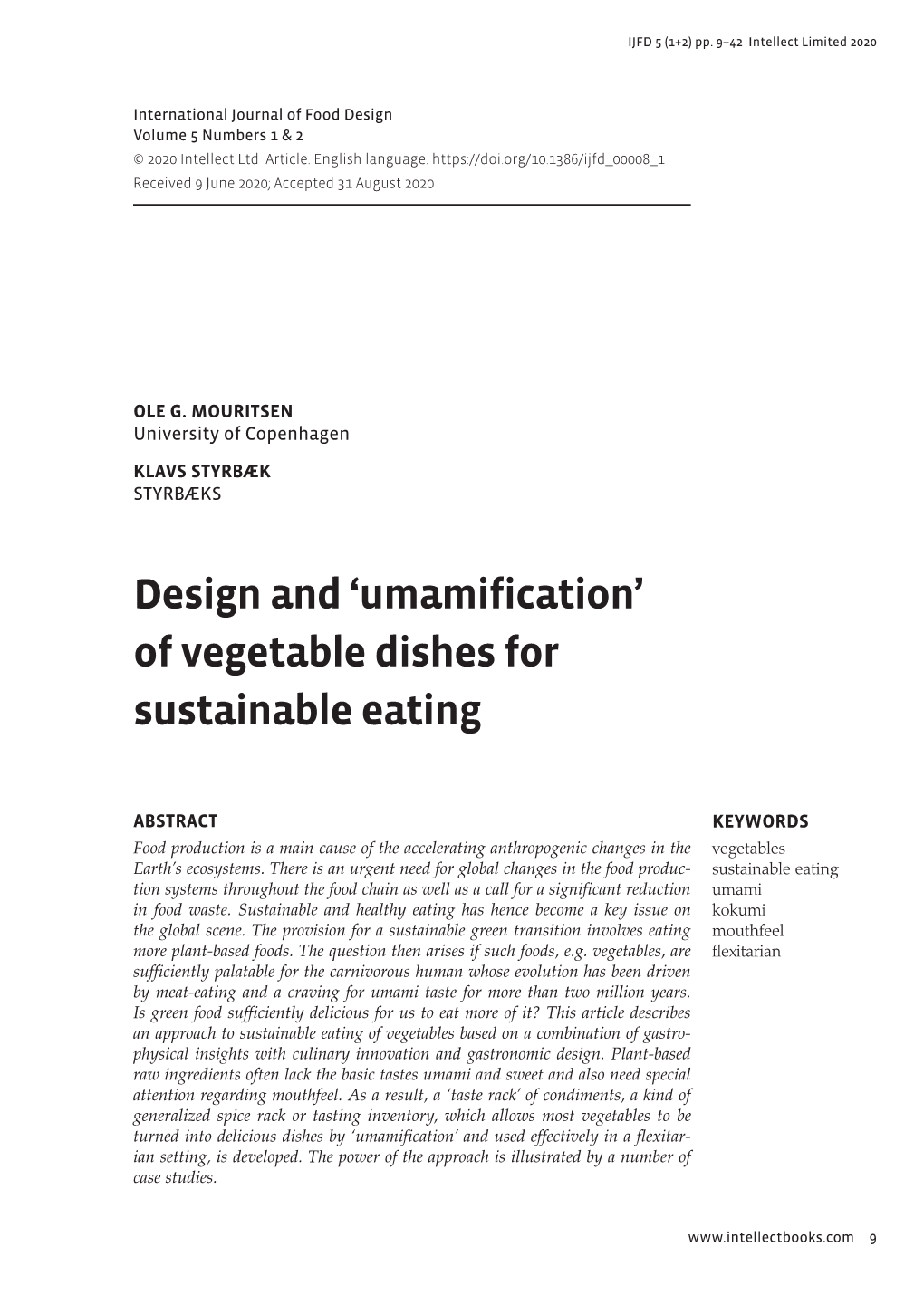 'Umamification' of Vegetable Dishes for Sustainable Eating