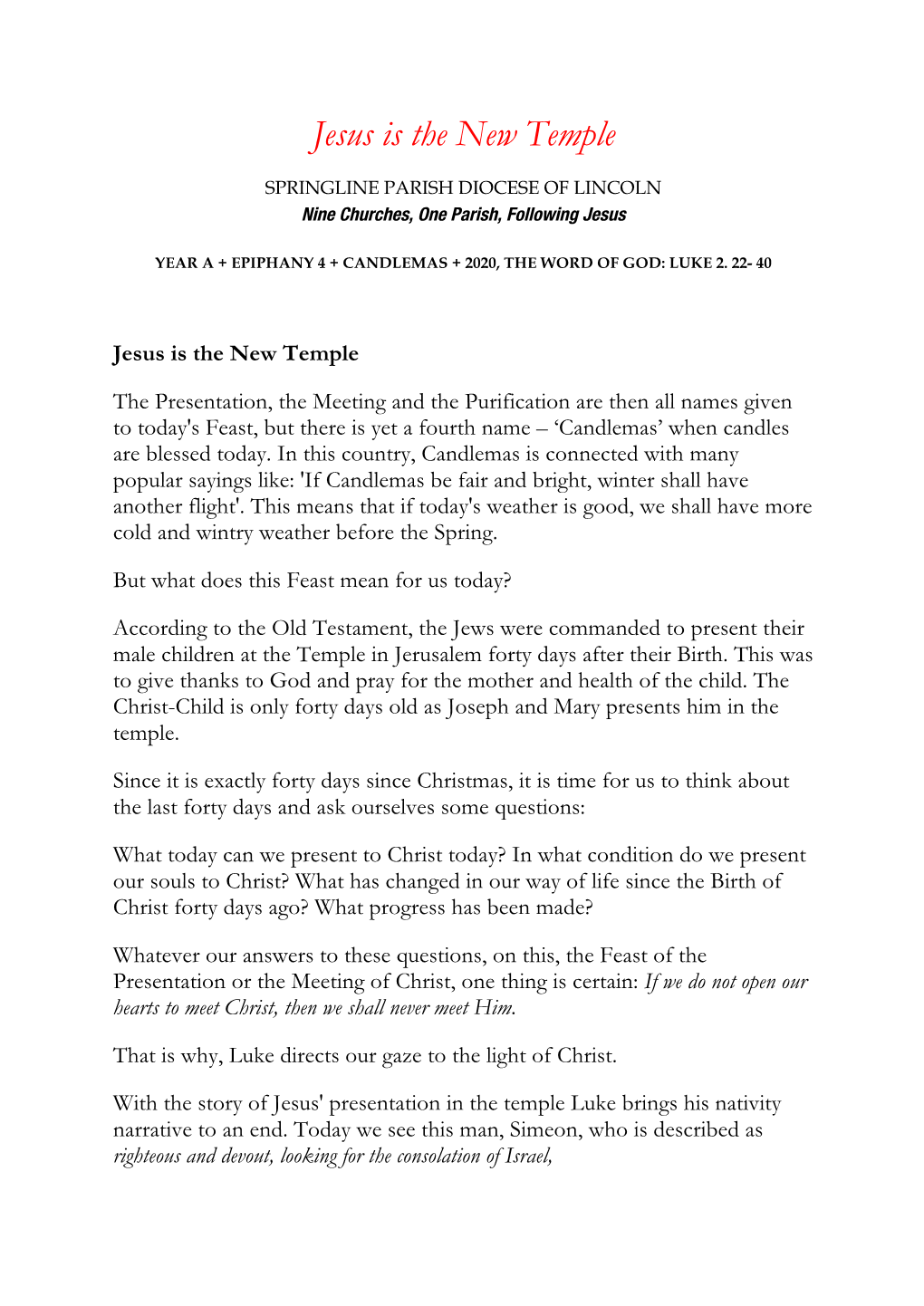 Jesus Is the New Temple