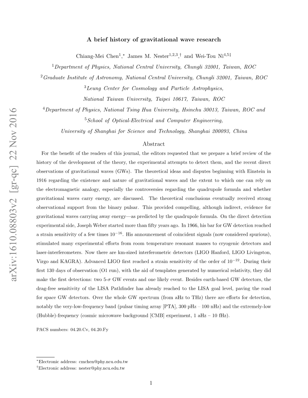 Arxiv:1610.08803V2 [Gr-Qc] 22 Nov 2016 Make the ﬁrst Detections: Two 5-Σ GW Events and One Likely Event