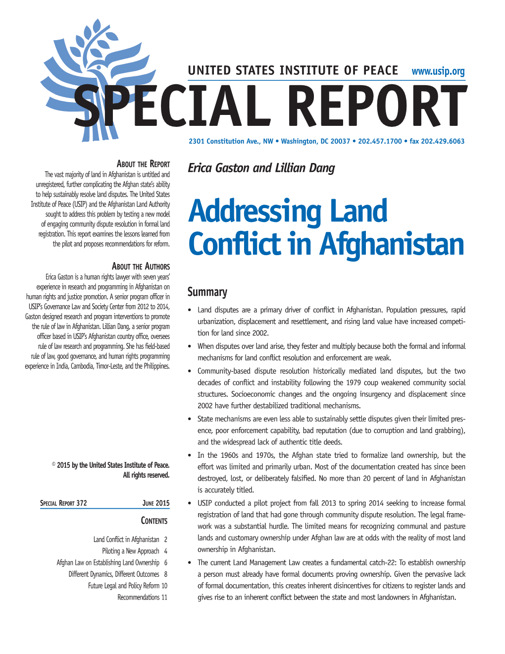 Addressing Land Conflict in Afghanistan