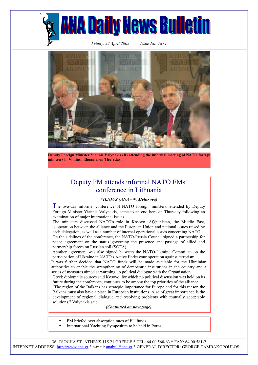 Deputy FM Attends Informal NATO Fms