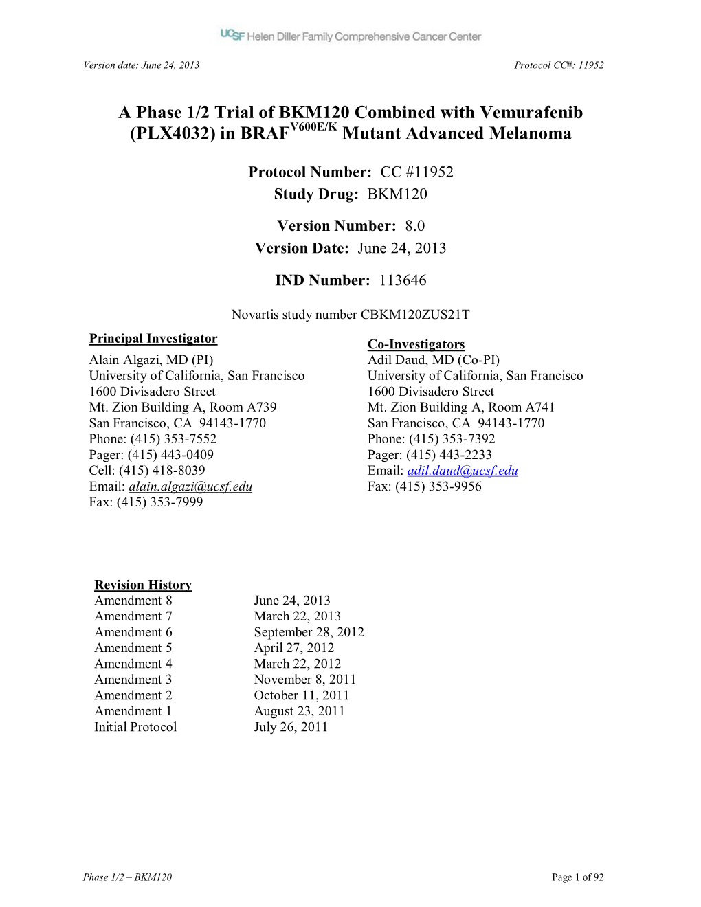 Clinical Study Protocol