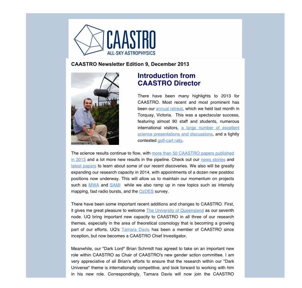 CAASTRO Newsletter Edition 9, December 2013