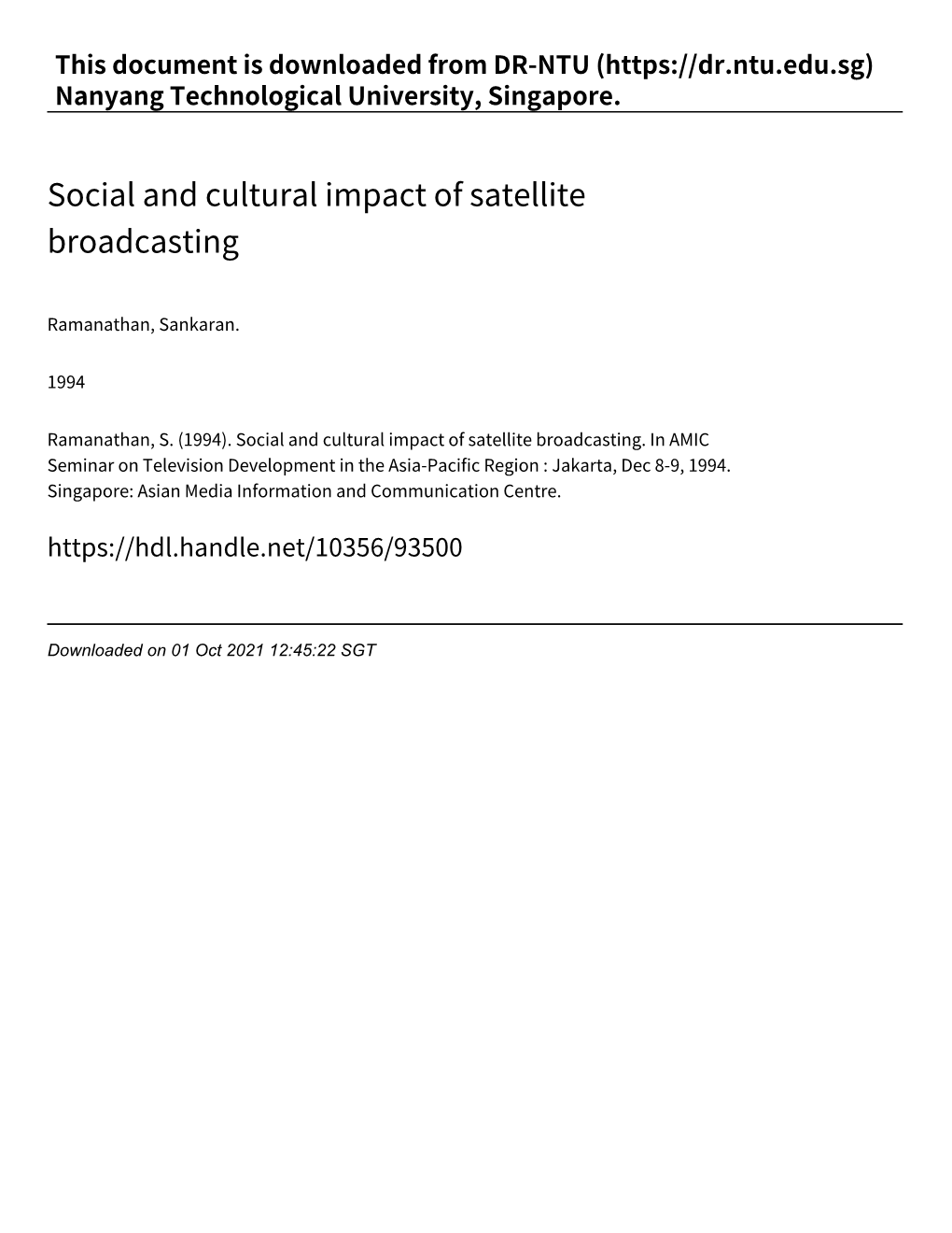 Social and Cultural Impact of Satellite Broadcasting