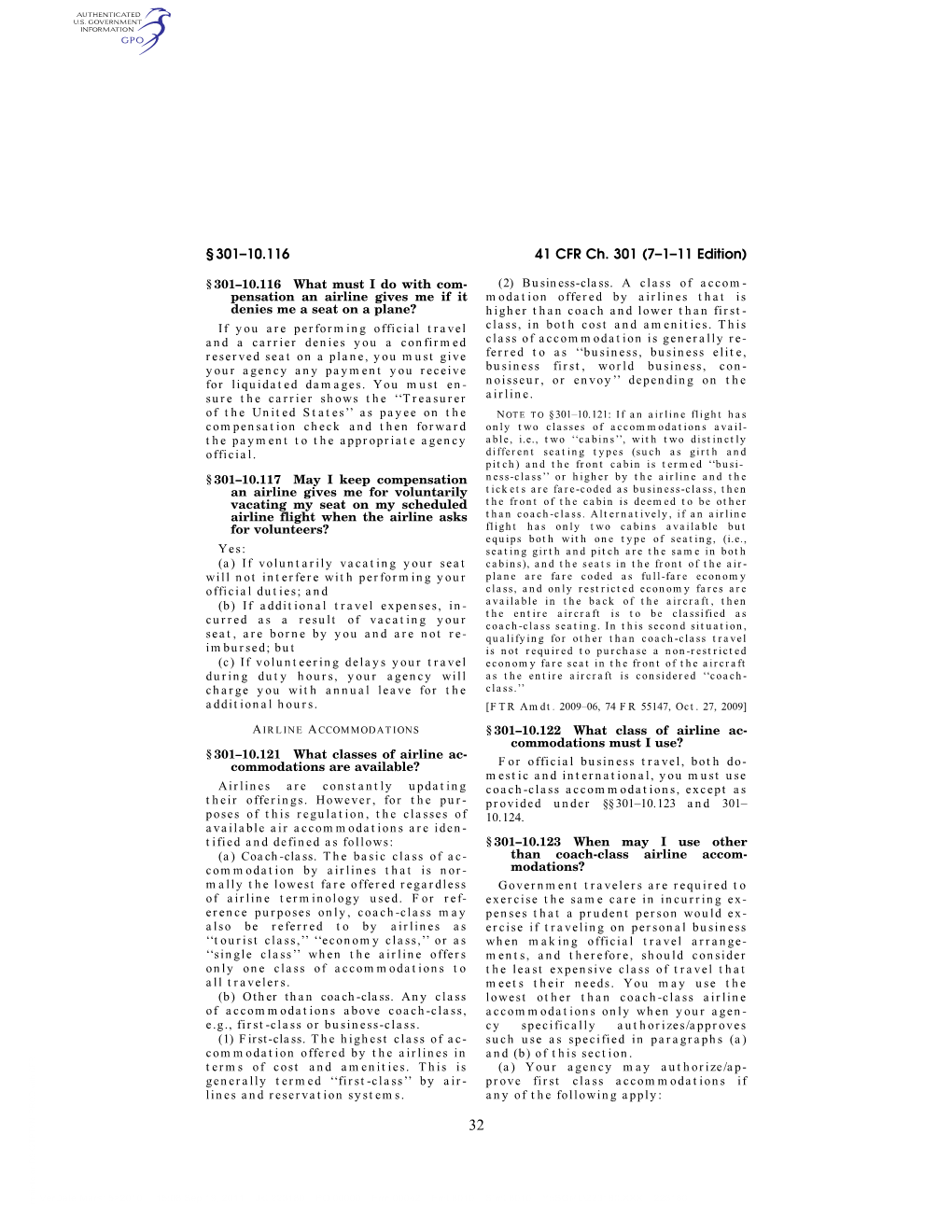 41 CFR Ch. 301 (7–1–11 Edition) § 301–10.116