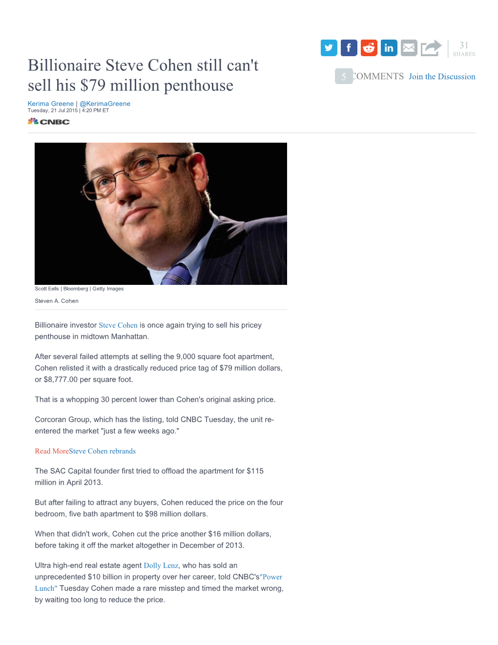 Billionaire Steve Cohen Still Can't Sell His $79 Million Penthouse