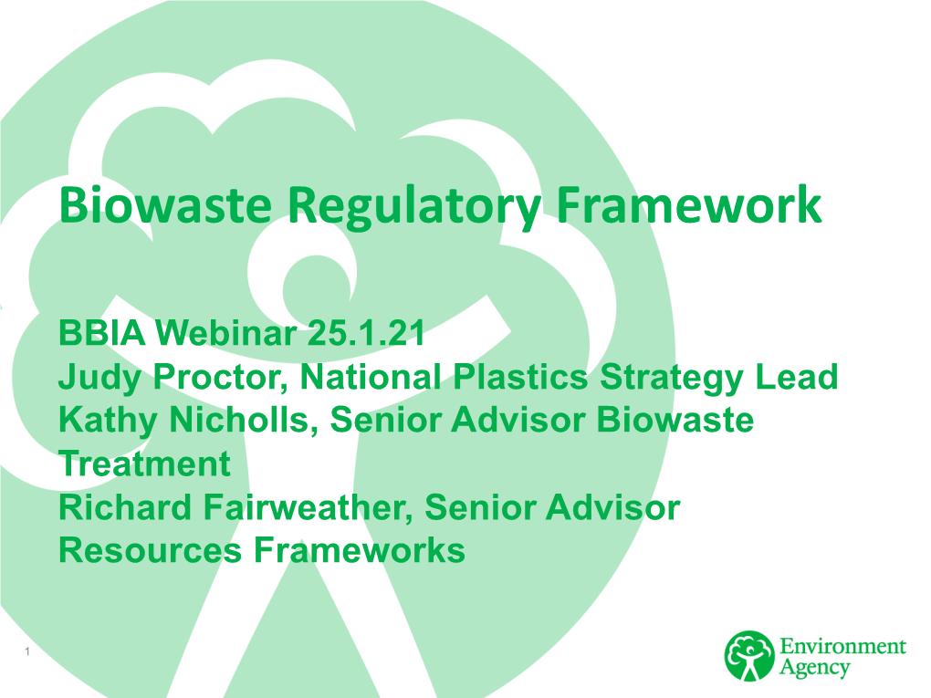 Biowaste Regulatory Framework