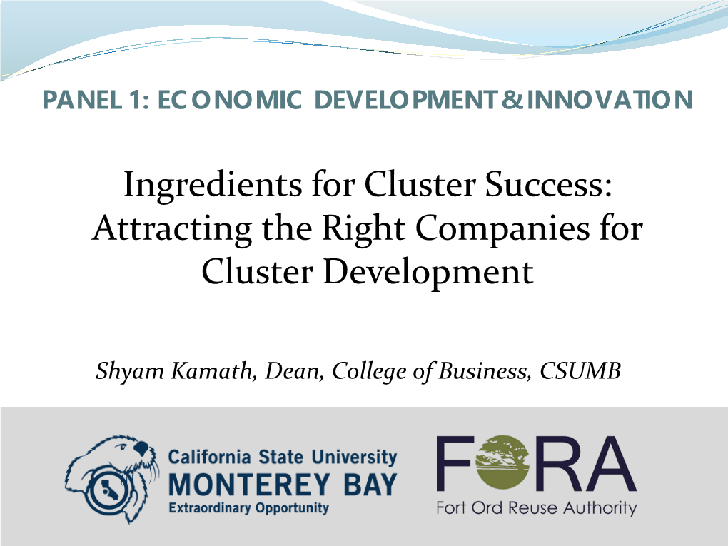 Ingredients for Cluster Success: Attracting the Right Companies for Cluster Development
