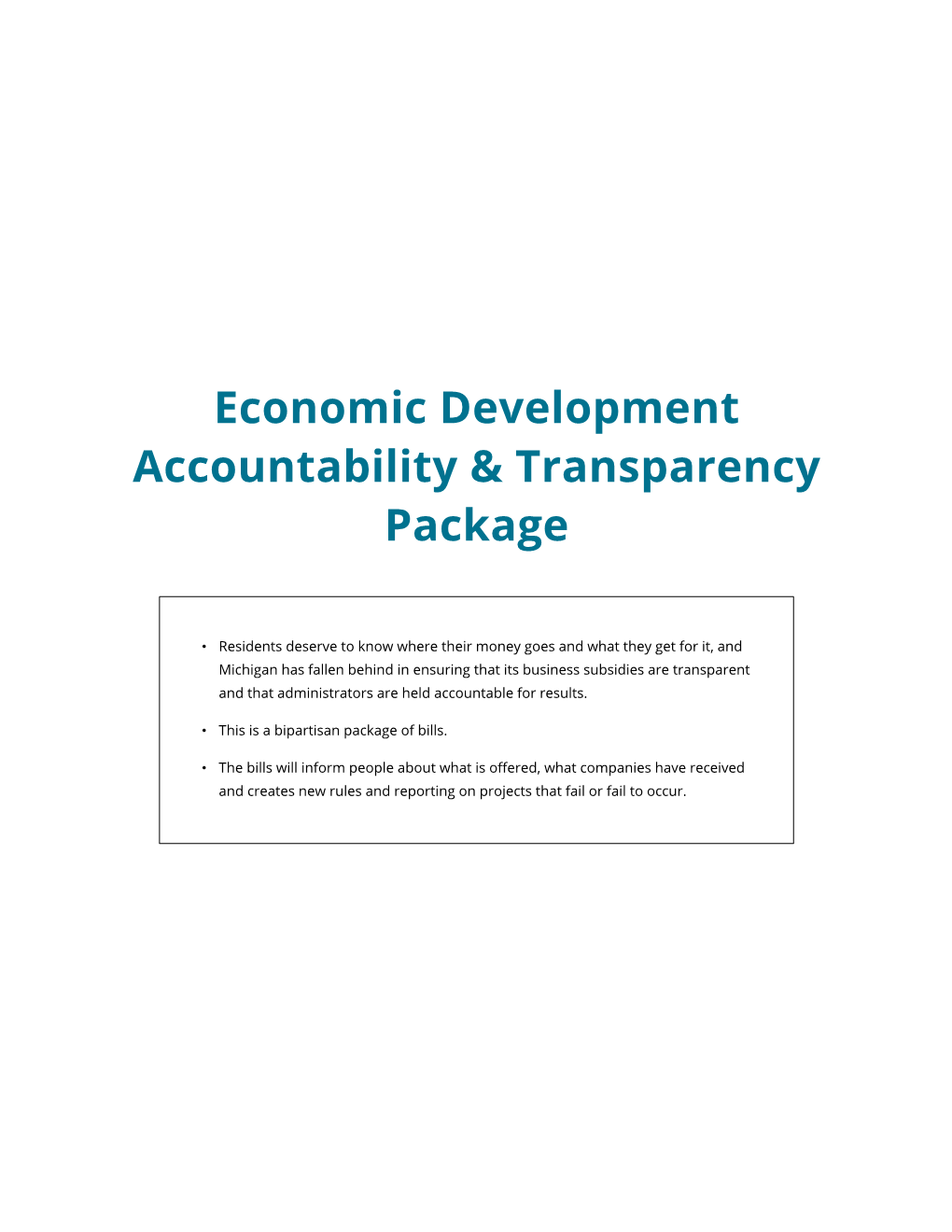 Economic Development Accountability & Transparency Package