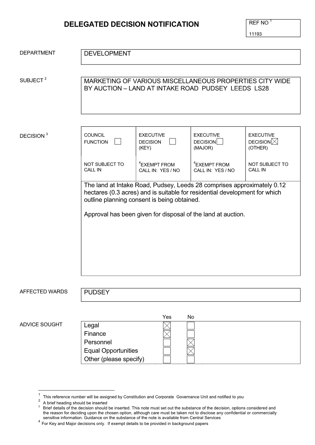 Delegated Decision Notification Ref No 1