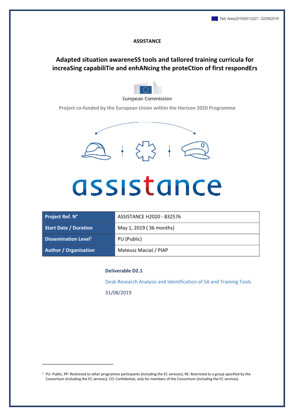 D2.1 Desk-Research Analysis and Identification of SA and Training Tools