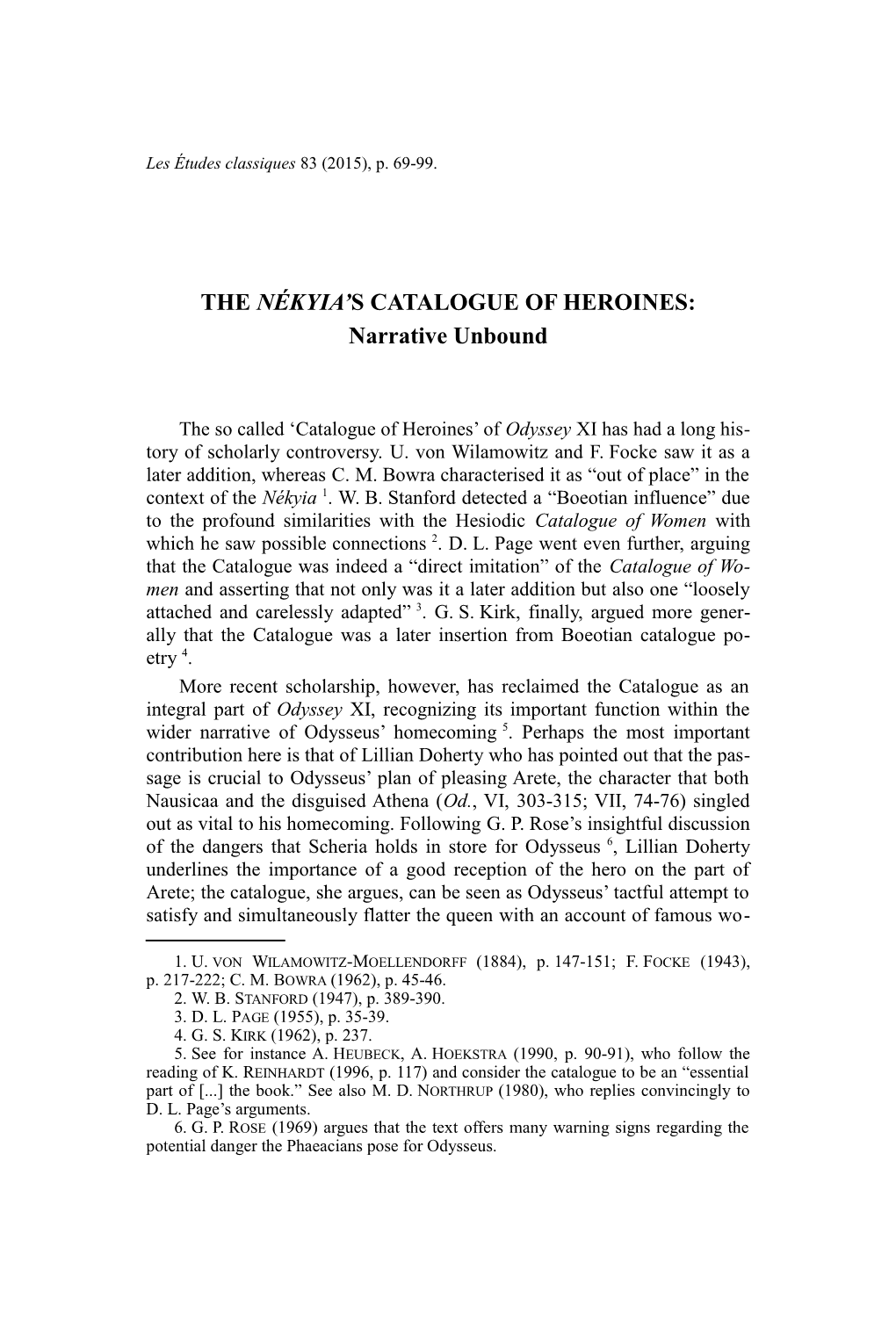 The Nékyia's Catalogue of Heroines