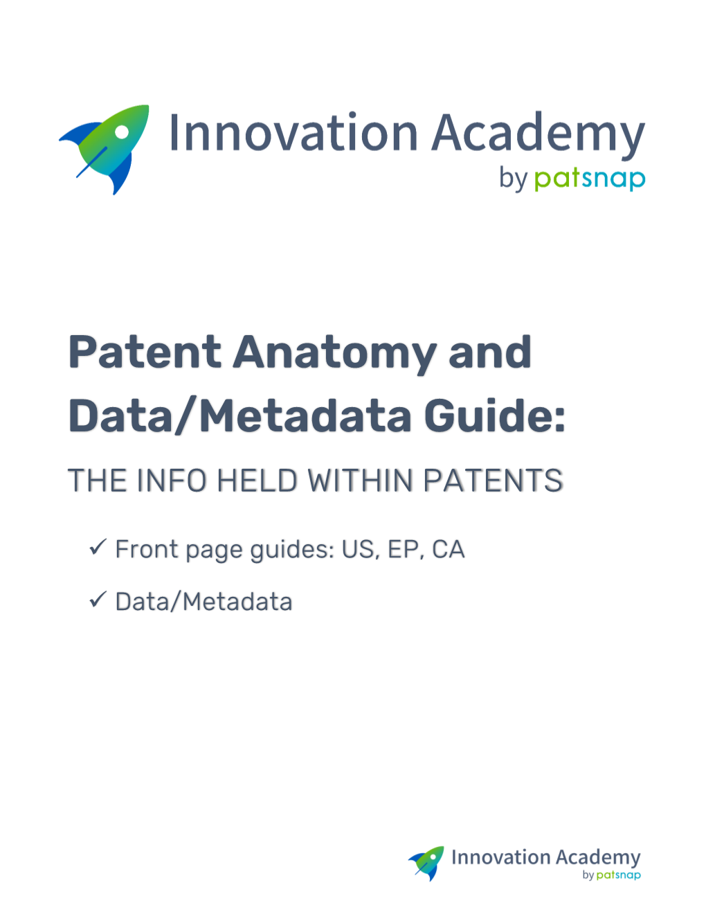 Patent Anatomy and Data/Metadata Guide: the INFO HELD WITHIN PATENTS